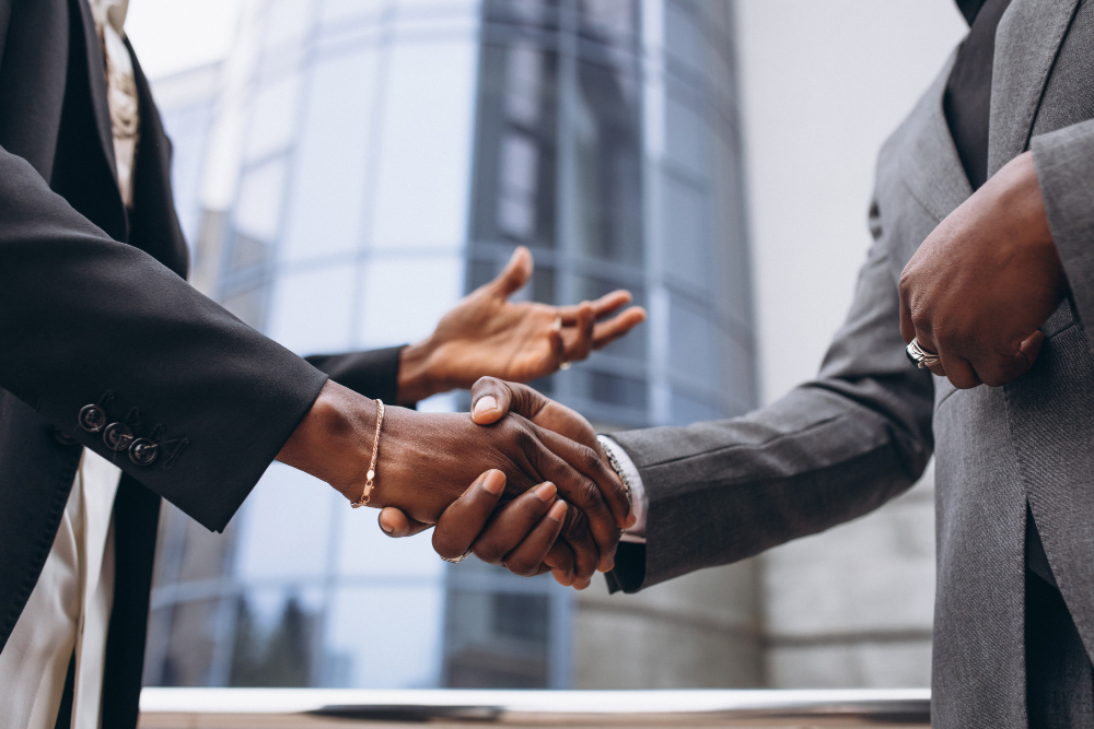 African business male people shaking hands 